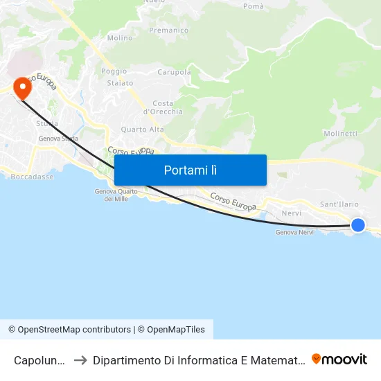 Capolungo to Dipartimento Di Informatica E Matematica map
