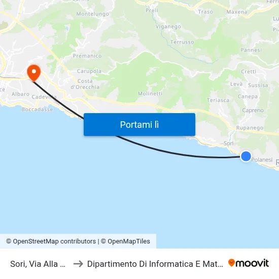 Sori, Via Alla Torre to Dipartimento Di Informatica E Matematica map