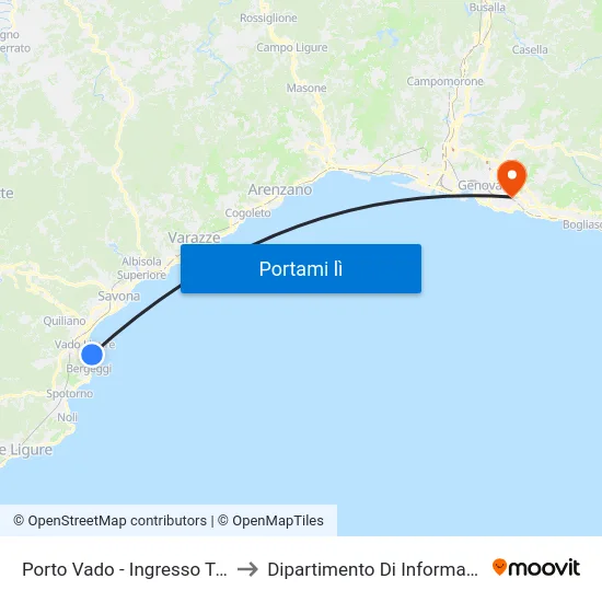 Porto Vado - Ingresso Terminal Traghetti to Dipartimento Di Informatica E Matematica map