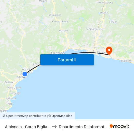 Albissola - Corso Bigliati (S. Benedetto) to Dipartimento Di Informatica E Matematica map