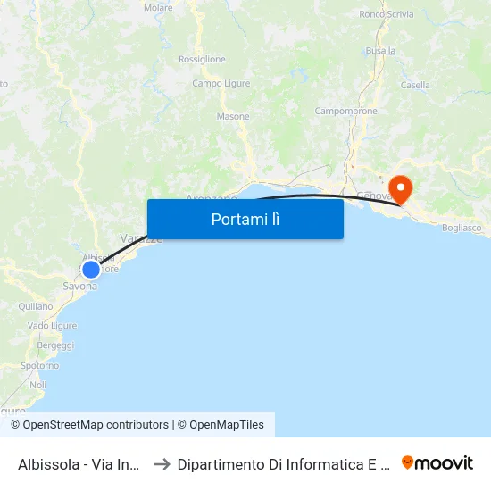 Albissola - Via Ines Negri to Dipartimento Di Informatica E Matematica map