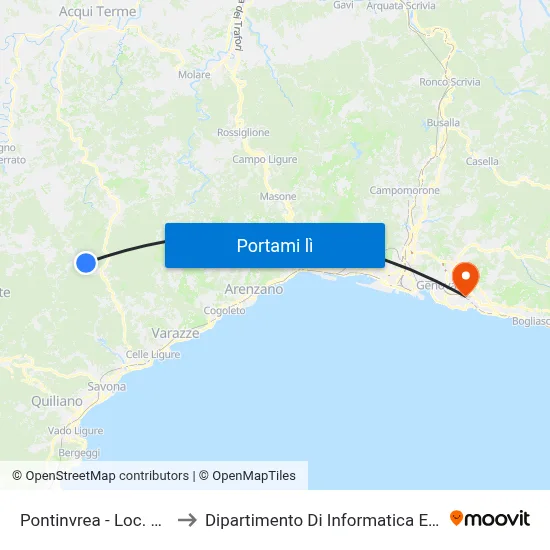 Pontinvrea - Loc. La Pineta to Dipartimento Di Informatica E Matematica map