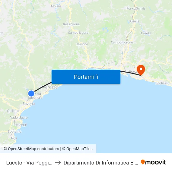 Luceto - Via Poggi (Murta) to Dipartimento Di Informatica E Matematica map