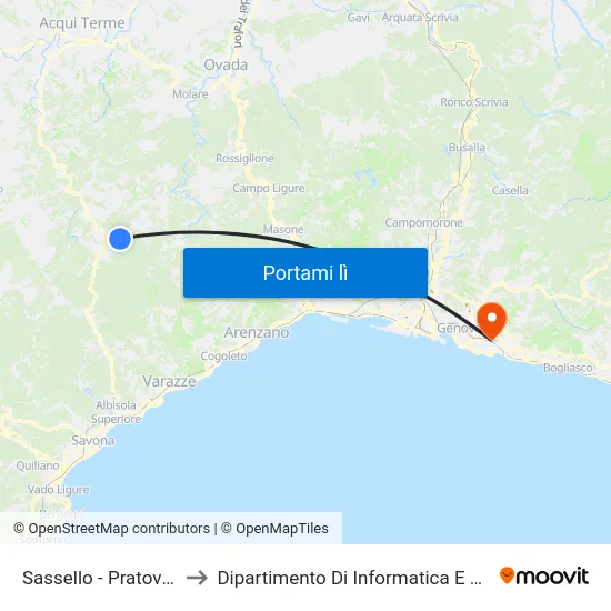 Sassello - Pratovallarino to Dipartimento Di Informatica E Matematica map