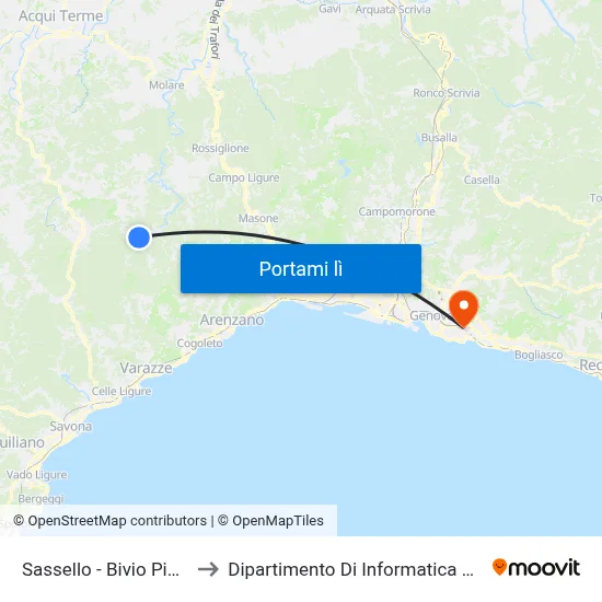 Sassello - Bivio Piampaludo to Dipartimento Di Informatica E Matematica map