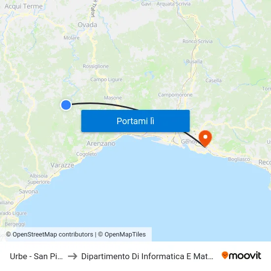 Urbe - San Pietro to Dipartimento Di Informatica E Matematica map