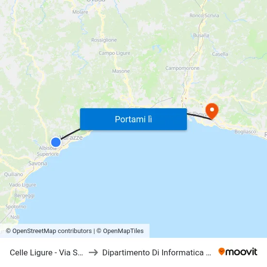 Celle Ligure - Via Sanda, 137 to Dipartimento Di Informatica E Matematica map