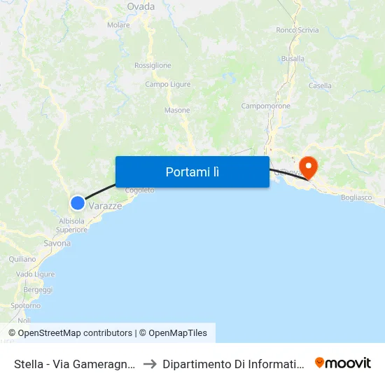 Stella - Via Gameragna, Via Fontana to Dipartimento Di Informatica E Matematica map