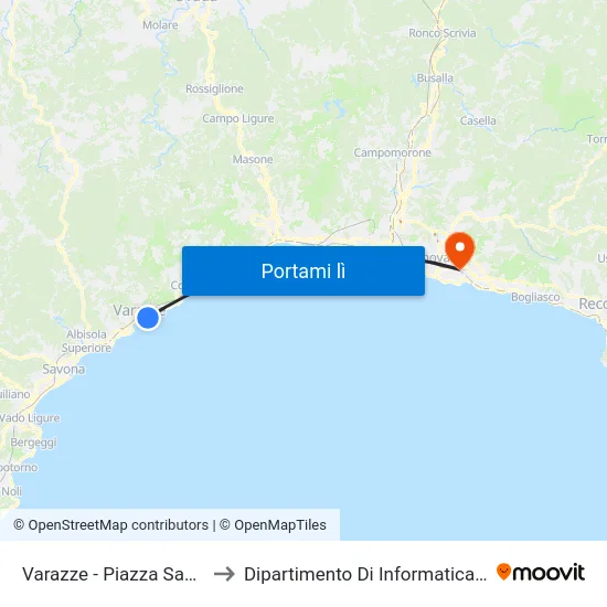 Varazze - Piazza Santa Caterina to Dipartimento Di Informatica E Matematica map