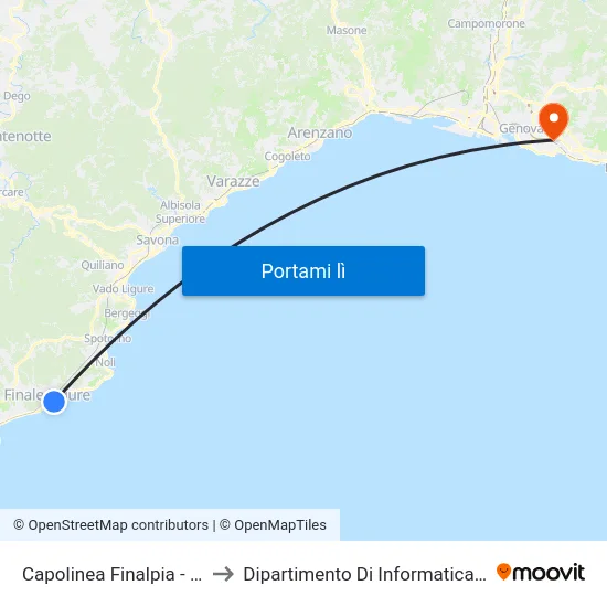 Capolinea Finalpia - Via Genova to Dipartimento Di Informatica E Matematica map