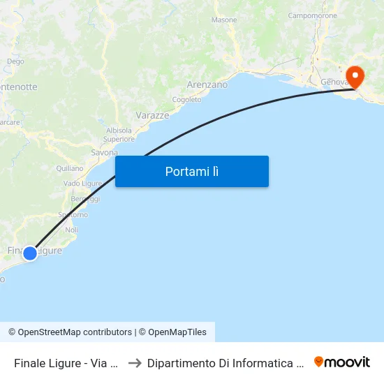 Finale Ligure - Via Brunenghi to Dipartimento Di Informatica E Matematica map