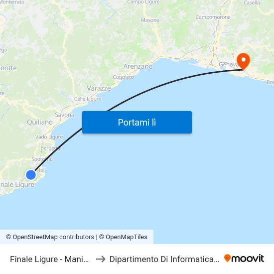 Finale Ligure - Manie Capolinea to Dipartimento Di Informatica E Matematica map