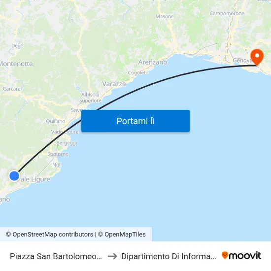 Piazza San Bartolomeo - Gorra (Finale L.) to Dipartimento Di Informatica E Matematica map