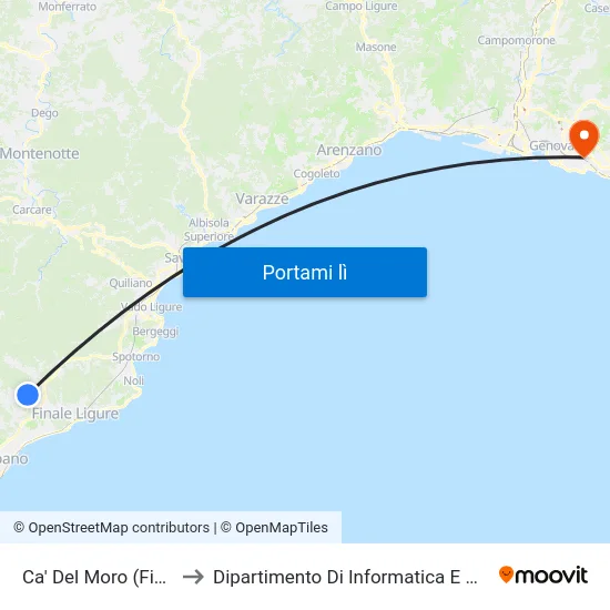 Ca' Del Moro (Finale L.) to Dipartimento Di Informatica E Matematica map