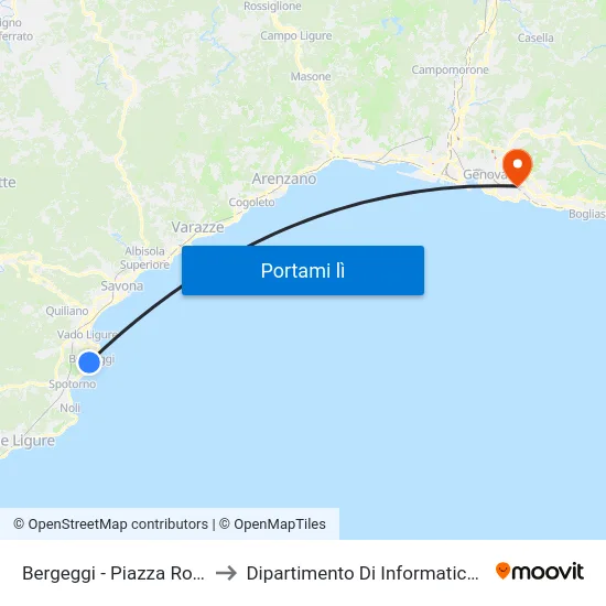 Bergeggi - Piazza Roma (Centro) to Dipartimento Di Informatica E Matematica map
