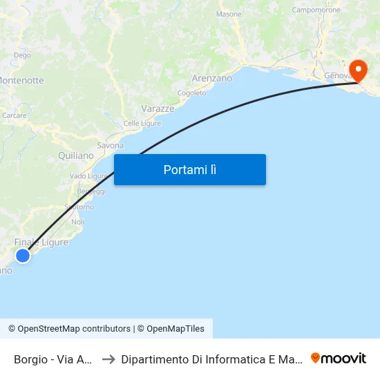Borgio - Via Aurelia to Dipartimento Di Informatica E Matematica map