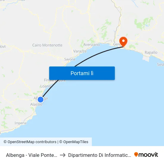 Albenga - Viale Pontelungo Fr. 104 to Dipartimento Di Informatica E Matematica map
