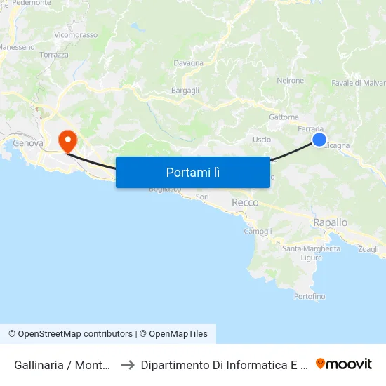 Gallinaria / Monte Balano to Dipartimento Di Informatica E Matematica map