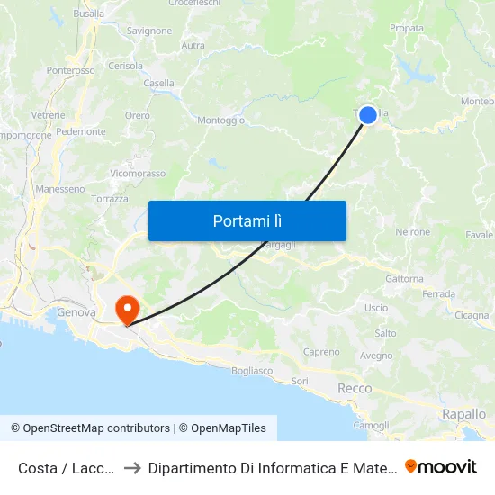 Costa / Laccetto to Dipartimento Di Informatica E Matematica map