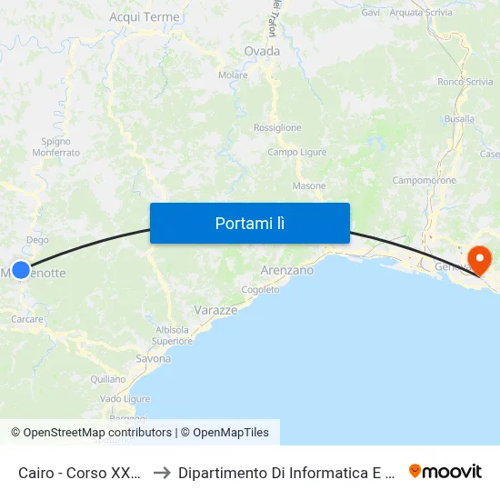 Cairo - Corso XXV Aprile to Dipartimento Di Informatica E Matematica map