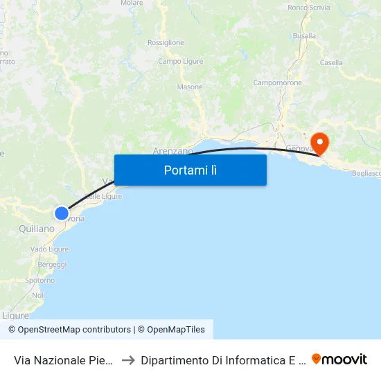 Via Nazionale Piemonte, 8 to Dipartimento Di Informatica E Matematica map