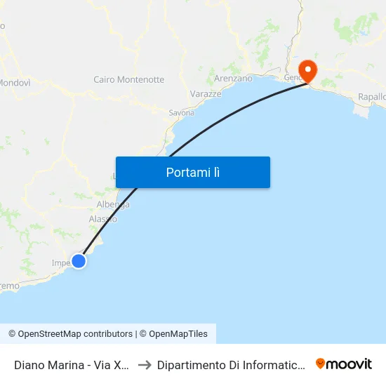 Diano Marina - Via XX Settembre to Dipartimento Di Informatica E Matematica map