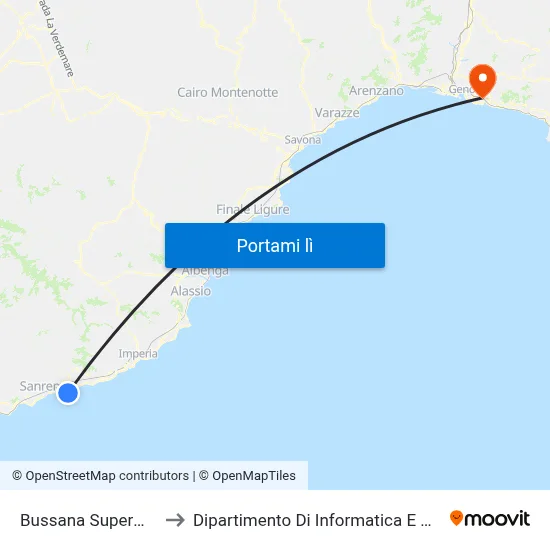 Bussana Supermercato to Dipartimento Di Informatica E Matematica map