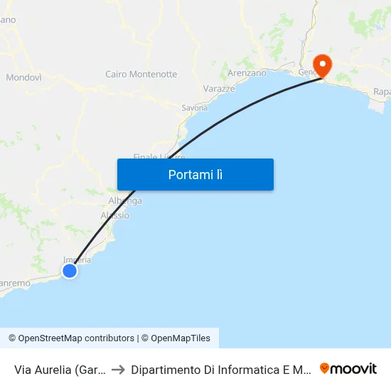 Via Aurelia (Garbella) to Dipartimento Di Informatica E Matematica map