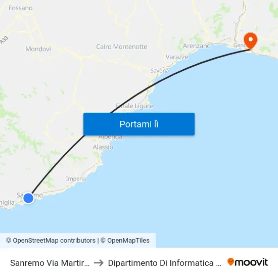 Sanremo Via Martiri Eurospin to Dipartimento Di Informatica E Matematica map
