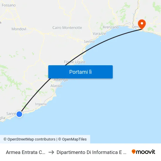 Armea Entrata Cimitero to Dipartimento Di Informatica E Matematica map