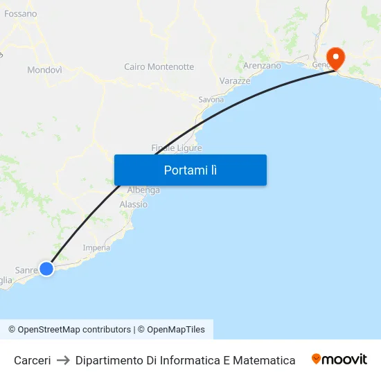 Carceri to Dipartimento Di Informatica E Matematica map