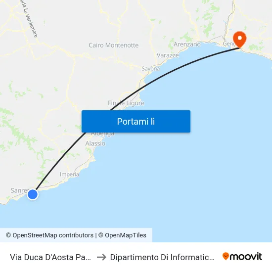 Via Duca D'Aosta Passo Guardia to Dipartimento Di Informatica E Matematica map