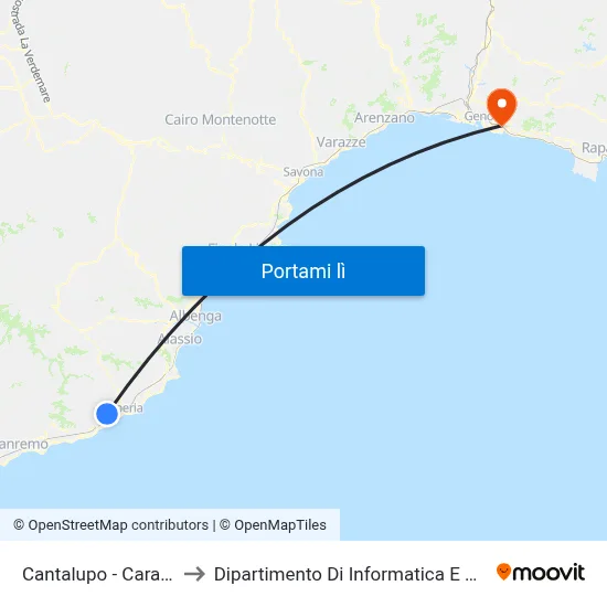Cantalupo - Caramagna to Dipartimento Di Informatica E Matematica map