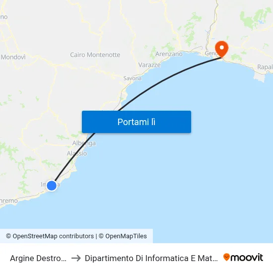 Argine Destro 127 to Dipartimento Di Informatica E Matematica map