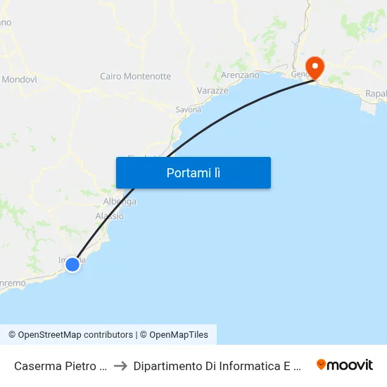 Caserma Pietro Crespi to Dipartimento Di Informatica E Matematica map