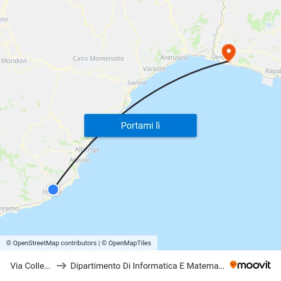 Via Collette to Dipartimento Di Informatica E Matematica map