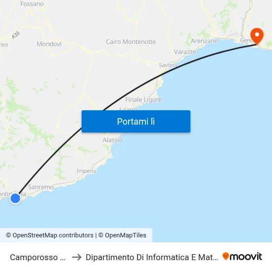 Camporosso Mare to Dipartimento Di Informatica E Matematica map