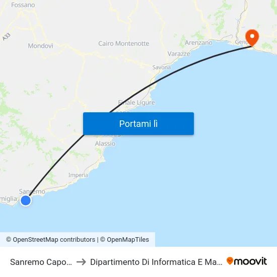 Sanremo Capo Pino to Dipartimento Di Informatica E Matematica map