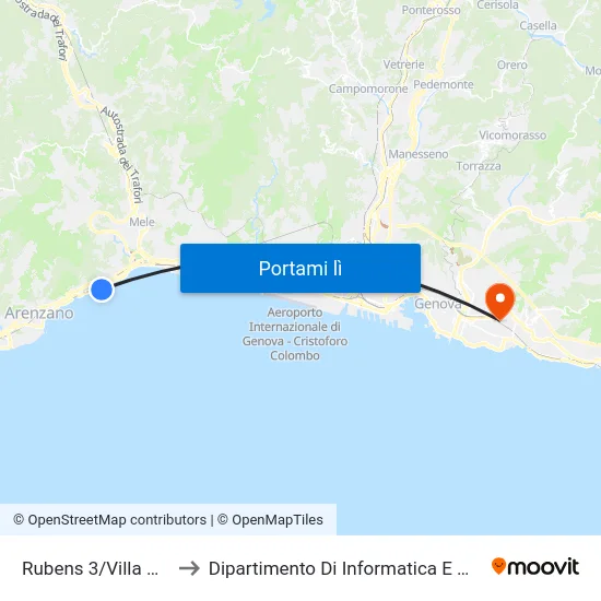 Rubens 3/Villa Azzurra to Dipartimento Di Informatica E Matematica map
