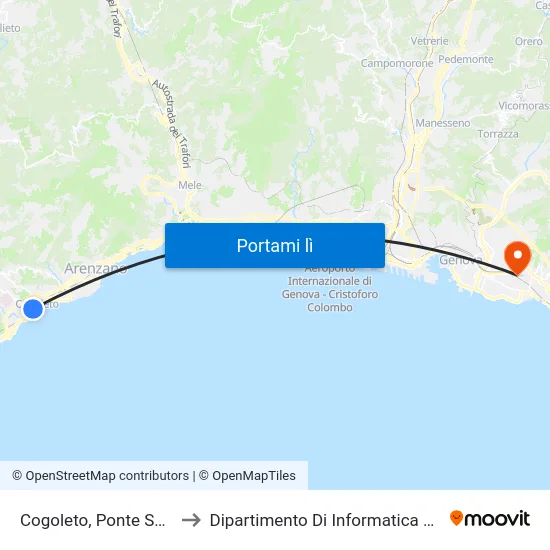Cogoleto, Ponte Sul Rumaro to Dipartimento Di Informatica E Matematica map