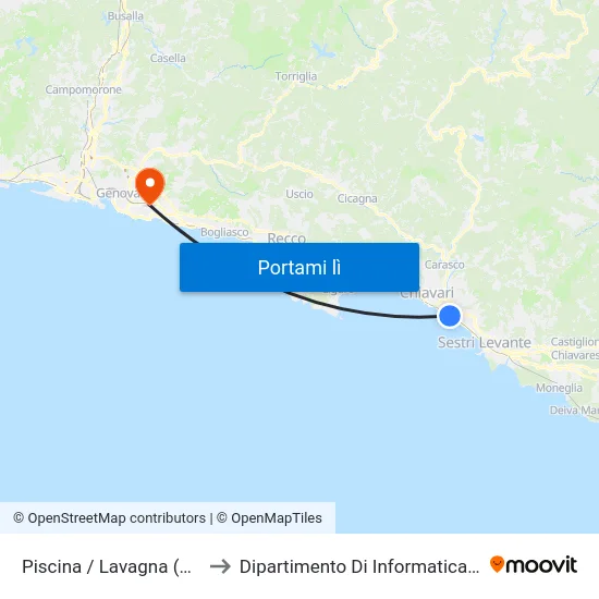 Piscina / Lavagna (Dir. Genova) to Dipartimento Di Informatica E Matematica map