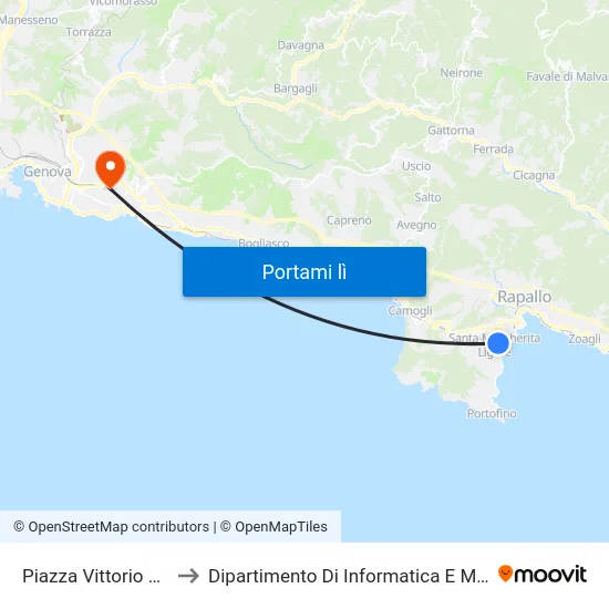 Piazza Vittorio Veneto to Dipartimento Di Informatica E Matematica map
