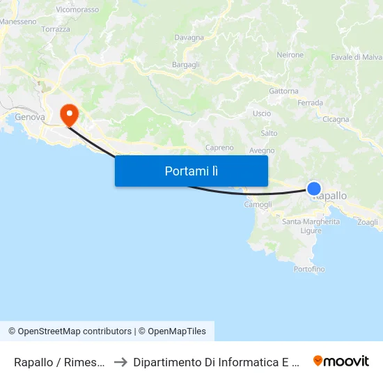 Rapallo / Rimessa Amt to Dipartimento Di Informatica E Matematica map