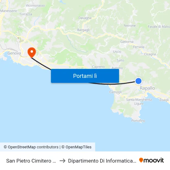 San Pietro Cimitero (Capolinea) to Dipartimento Di Informatica E Matematica map
