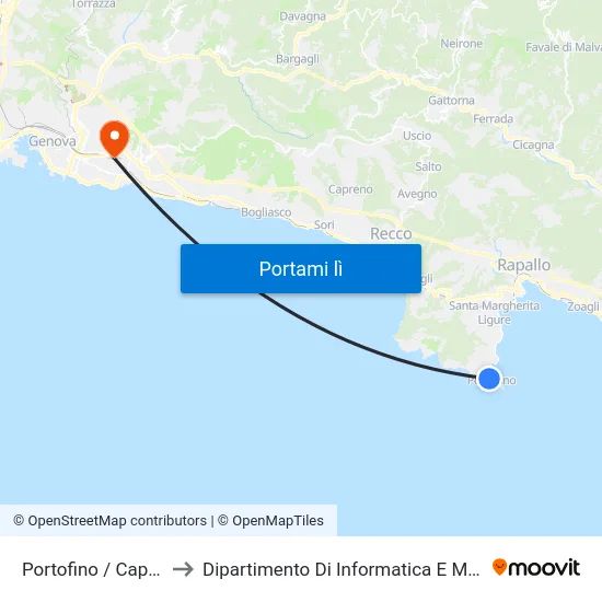 Portofino / Capolinea to Dipartimento Di Informatica E Matematica map