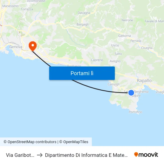 Via Garibotti / to Dipartimento Di Informatica E Matematica map