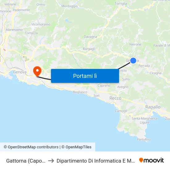 Gattorna (Capolinea) to Dipartimento Di Informatica E Matematica map