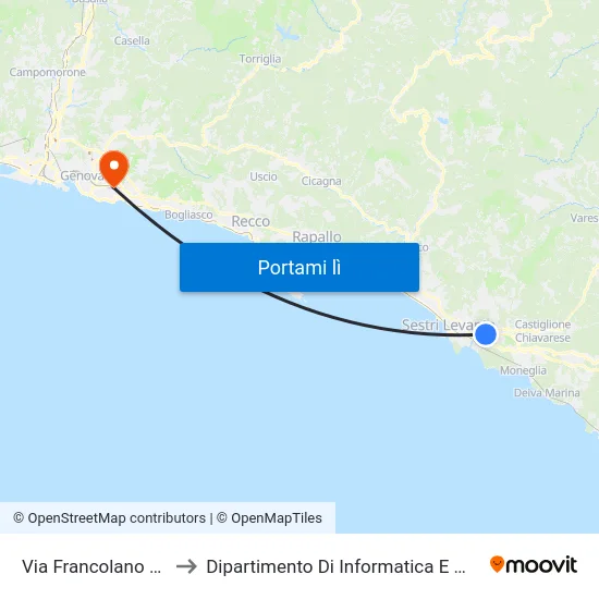 Via Francolano / Civ. 9 to Dipartimento Di Informatica E Matematica map