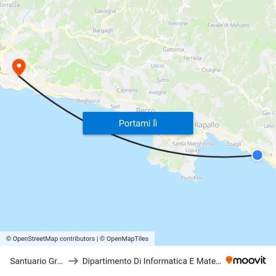 Santuario Grazie to Dipartimento Di Informatica E Matematica map
