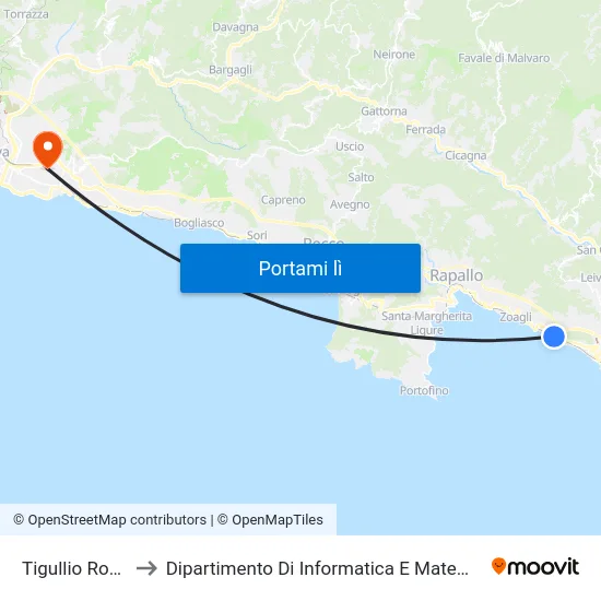 Tigullio Rocks to Dipartimento Di Informatica E Matematica map